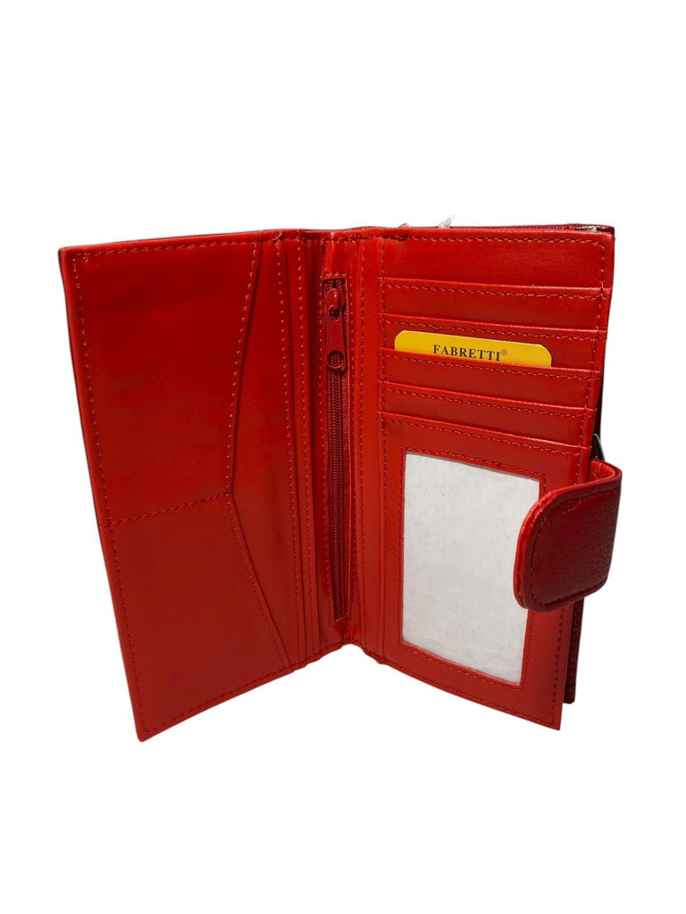 Fabretti Ladies Bifold Faux Leather Clip Top Coin Credit Card Notes Purse New