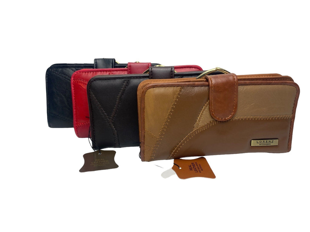 Lorenz Soft Leather Patchwork Ladies Purse Credit Cards Coin Slots Framed