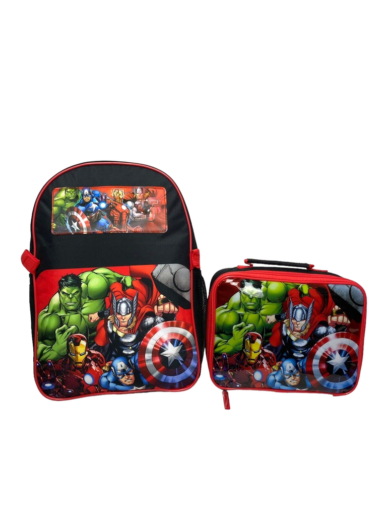 Avengers Backpack With Lunch Bag For Kids Marvel Matching 2 Piece School Bag Set