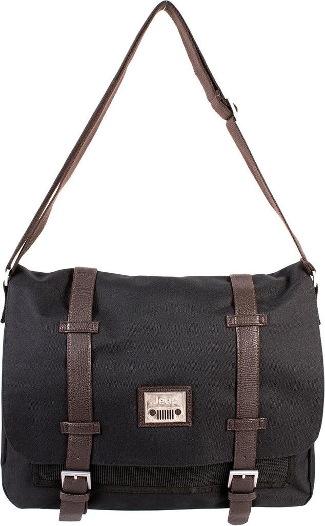 Jeep Unisex Vintage Courier Messenger Shoulder Satchel Work College Bag Black