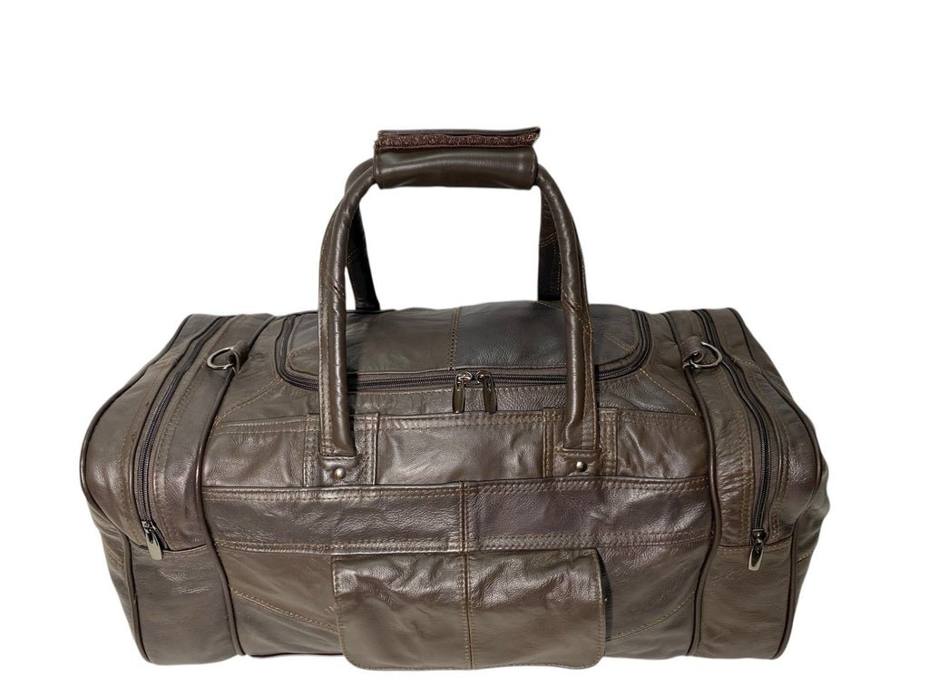 Lorenz Unisex Genuine Luxury Soft Leather Travel Weekend Gym Bag Holdall New