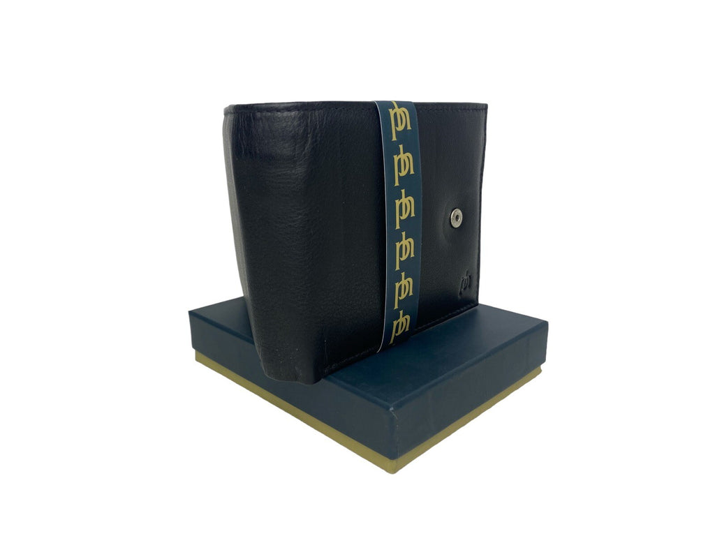 Primehide Mens Soft Luxury Leather Bifold Wallet Credit Card Black Gift Boxed