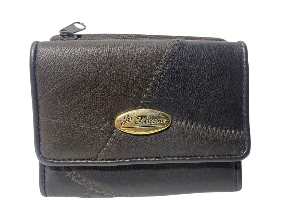 Je Tadore Patch Leather Trifold Purse Multiple Compartments and Slots New