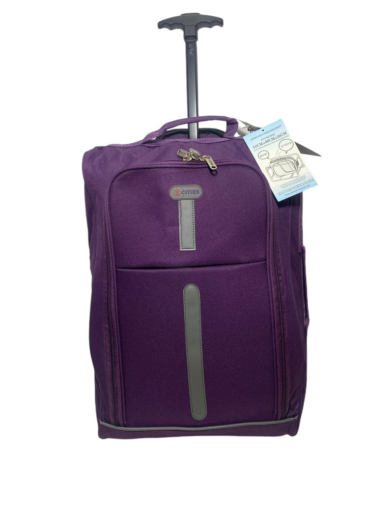 5 Cities 21" 55cm Carry On Lightweight Travel Wheeled Cabin Trolley Bag 42L New