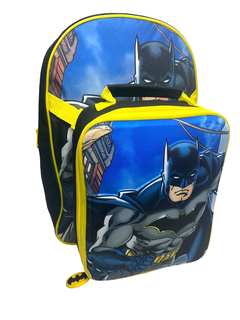 Batman Backpack With Lunch Bag For Kids Matching 2 Piece School Bag Set