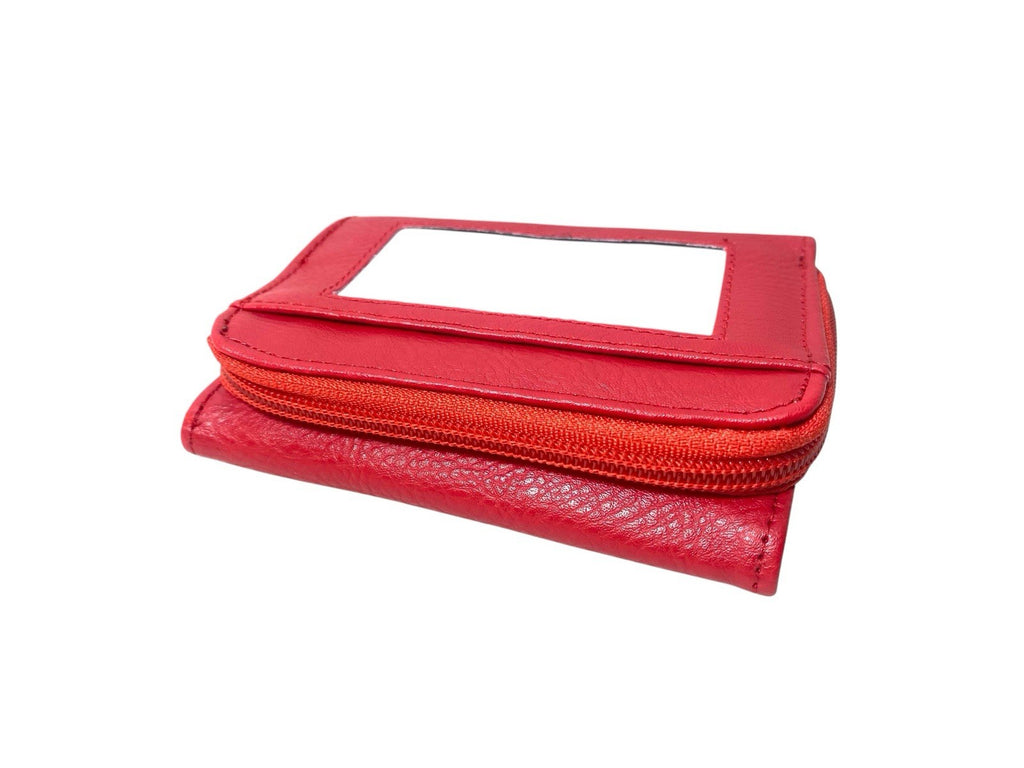 Ladies Trifold Faux Leather Zip Around Coin Notes Credit Card Purse New