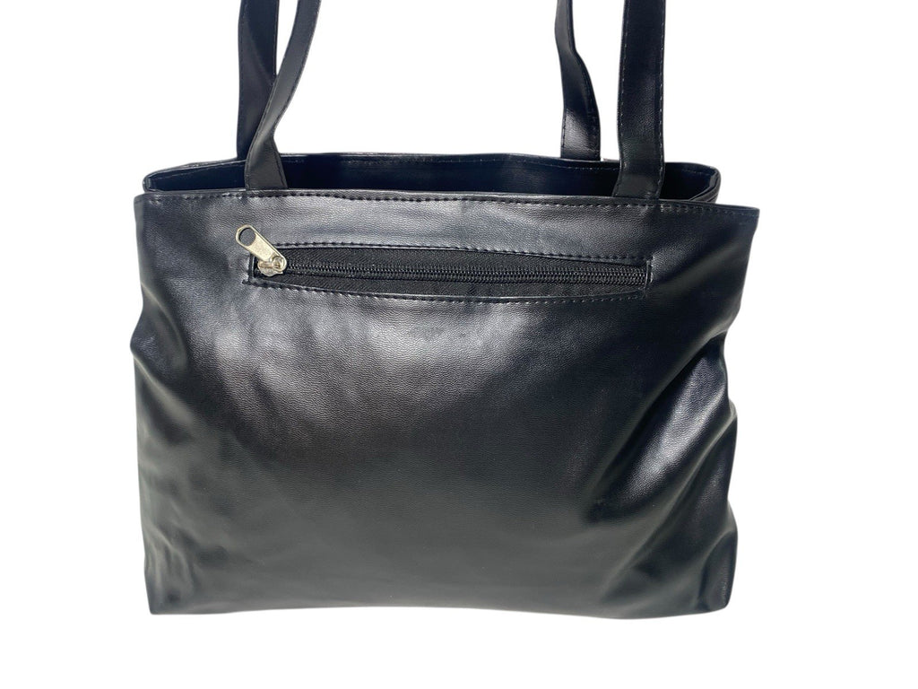 Ladies Womens Patchwork Leather Handbag Shoulder Bag Multiple Zipped New