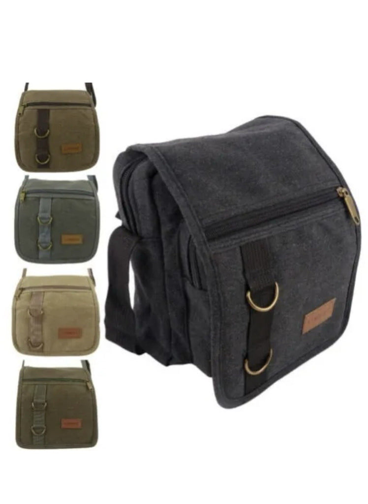 Lorenz Unisex Multi Purpose Small Canvas Cross Body Shoulder Travel Utility Bag