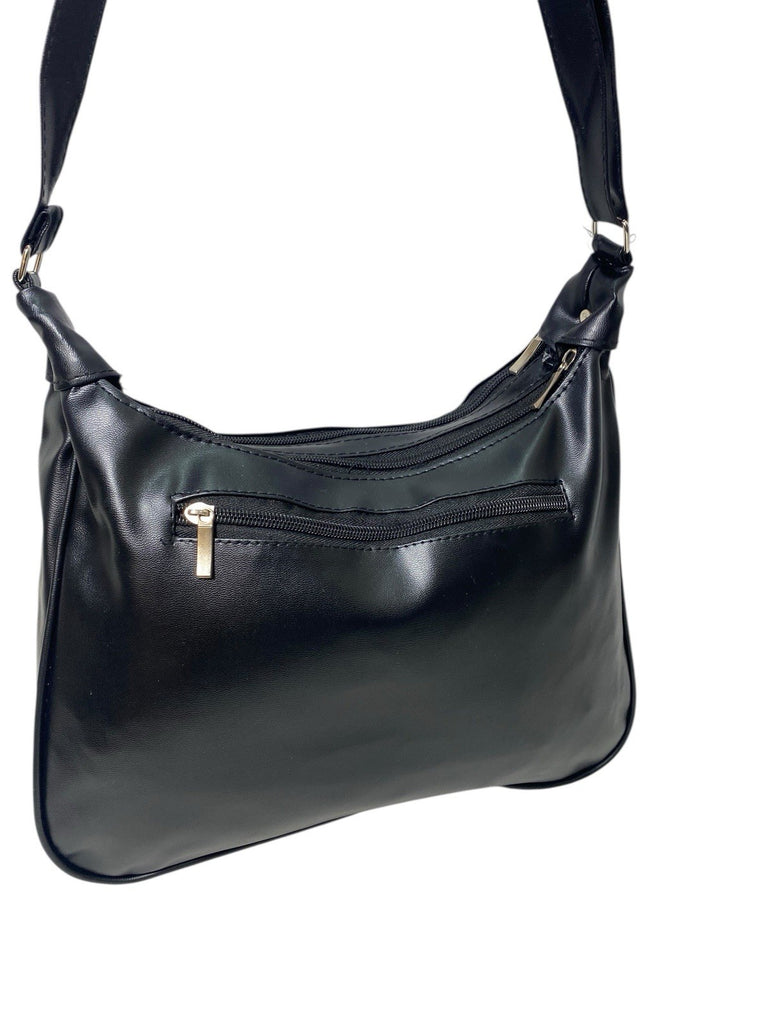 Ladies Womens Patchwork Leather Handbag Shoulder Cross Body Bag Multiple Zip