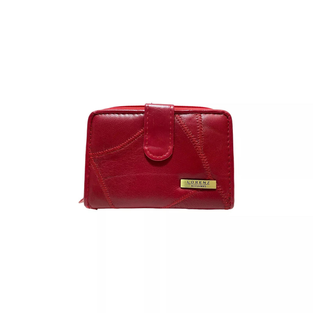 Lorenz Soft Leather Patchwork Twin Zip Round Purse Wallet ID Window