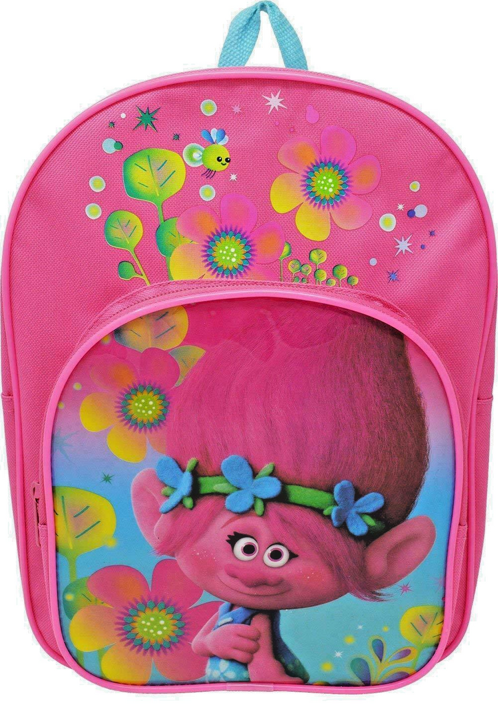 Dreamworks Trolls Poppy Girls School Arch Front Pocket Backpack Rucksack Bag New