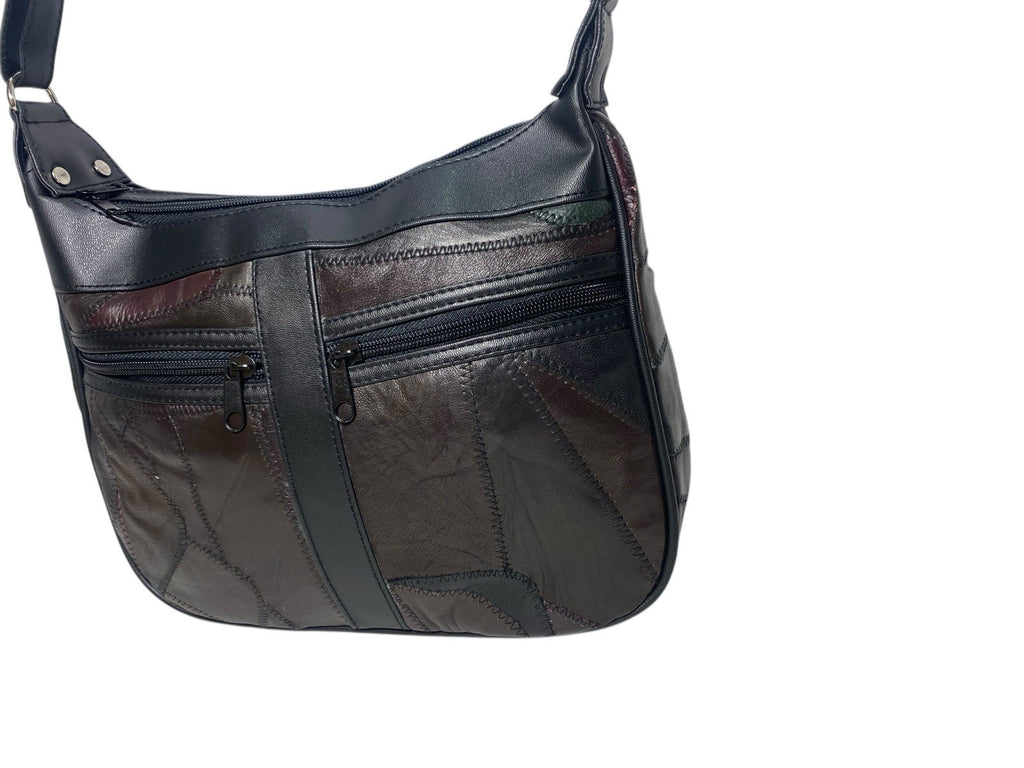 Lorenz Patchwork Leather Twin Top Leather Handbag Shoulder Cross Body Bag New