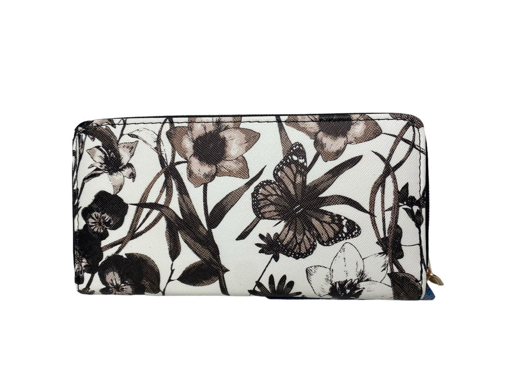 Ladies Designer Style Floral Flower Print Clutch Purse Wallet Card Coin Holder