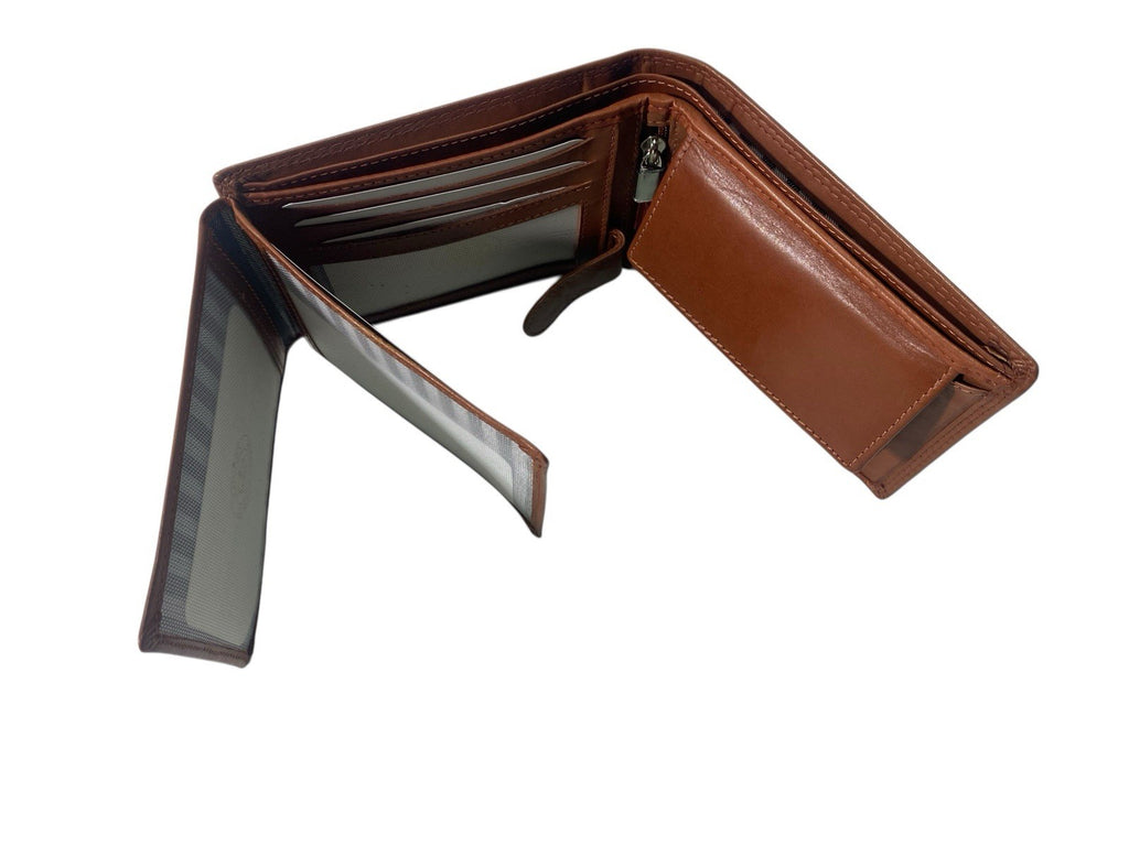 London Leather Goods Soft Leather Mens TriFold Wallet Coins Notes Credit Cards