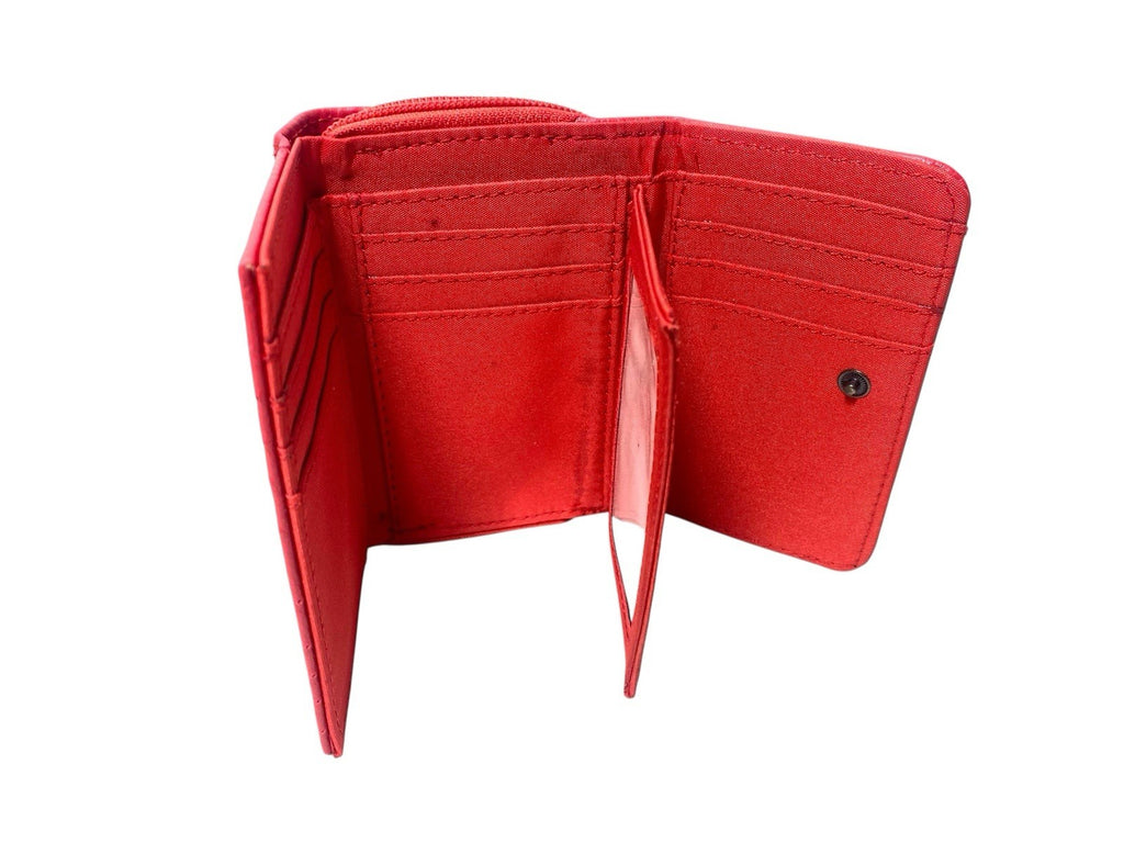 Ladies Trifold Faux Leather Zip Around Coin Notes Credit Card Purse New