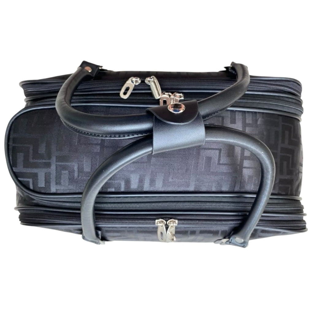 Unisex Black Frenzy Design Travel Holdall Wheeled Bag Fashion Hand Luggage New
