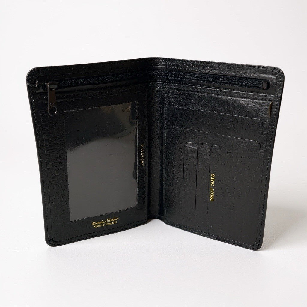 Vintage Real Leather Unisex Bifold Travel Passport Document Credit Card Holder