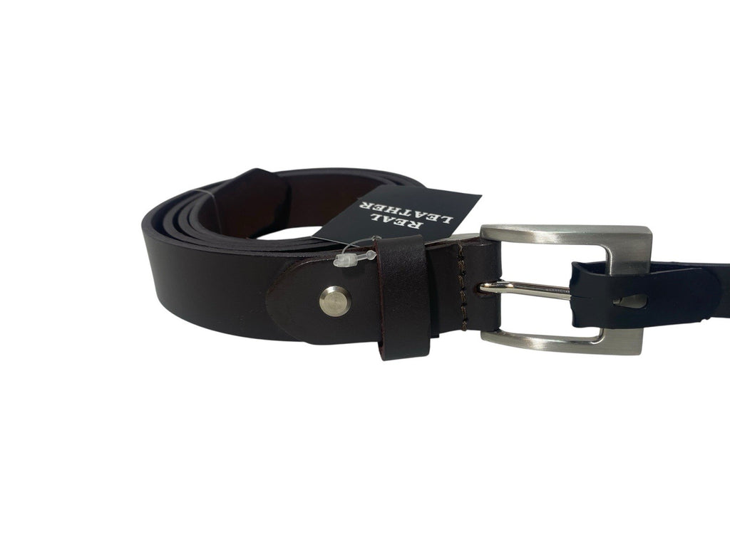 Mens 100% Full Grain Leather 1" (25mm) Wide Belt Brown Medium 32-35"