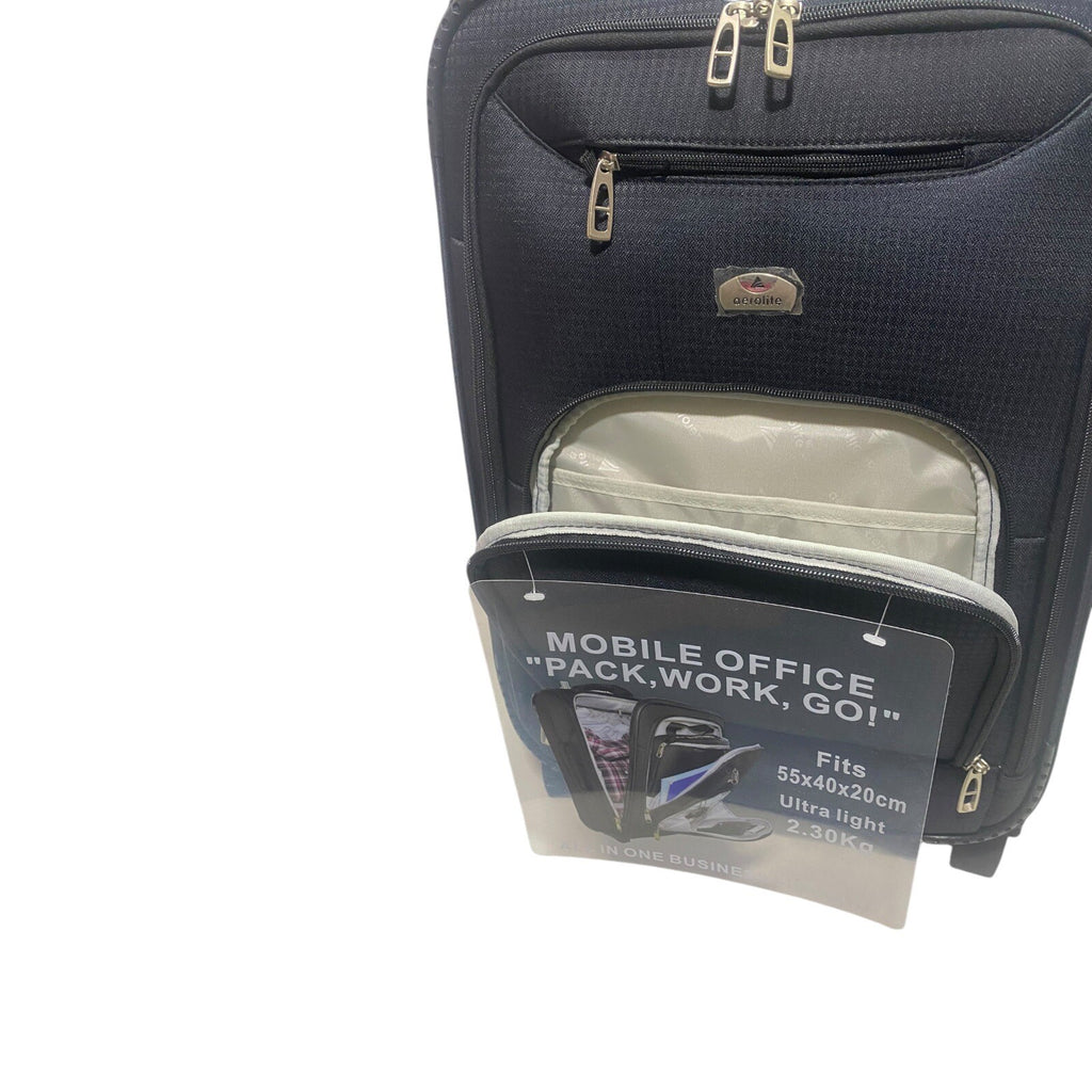 Aerolite Lightweight 2 Wheel Cabin Sized Hand Luggage Suitcase 55x 35.5 x 20 21"