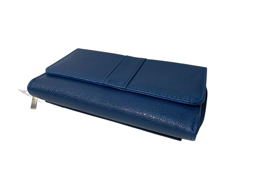 Fabretti Ladies Envelope Trifold Purse Clutch Coin Credit Card Wallet Blue New