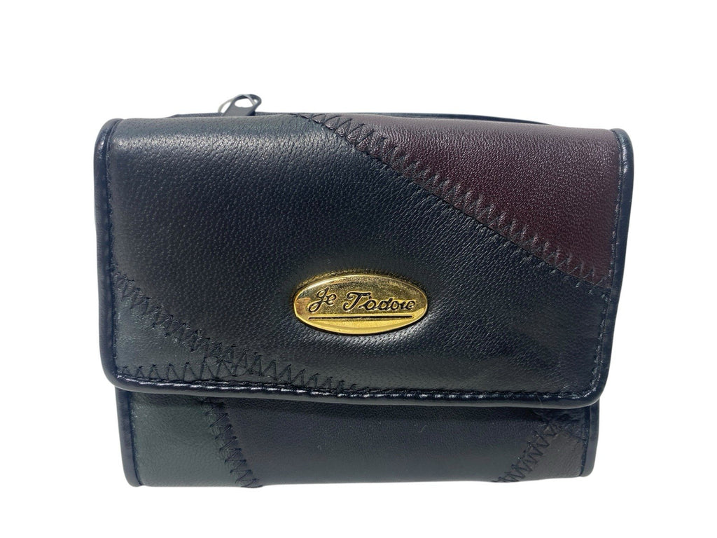 Je Tadore Patch Leather Trifold Purse Multiple Compartments and Slots New