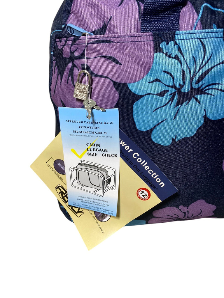 21" Wheeled Holdall Cabin Trolley Flower Sports Luggage Overnight Travel Bag 39L