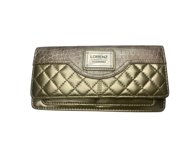 Lorenz Ladies Quilted Patent Purse Credit Card Wallet  Notes Coins Clutch New