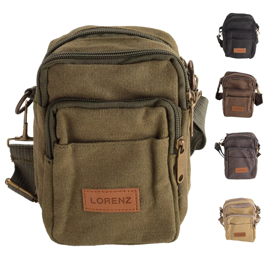 Lorenz Unisex Multi Purpose Small Canvas Cross Body Shoulder Travel Utility Bag
