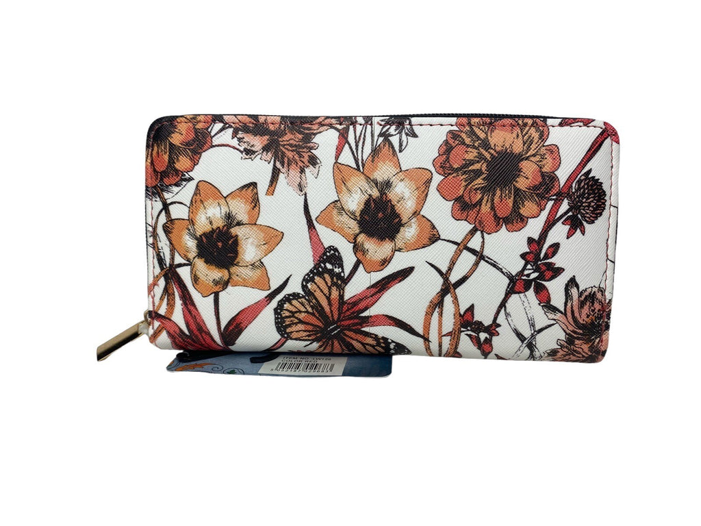 Ladies Designer Style Floral Flower Print Clutch Purse Wallet Card Coin Holder