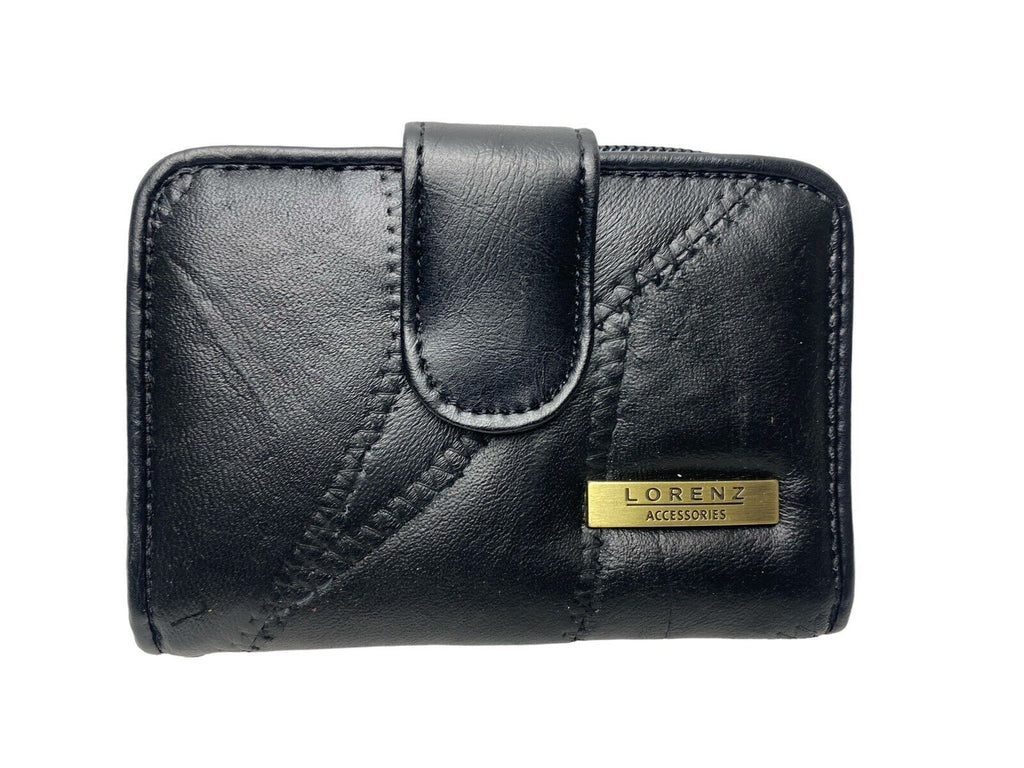 Lorenz Soft Leather Patchwork Twin Zip Round Purse Wallet ID Window
