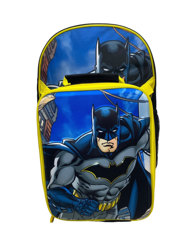 Batman Backpack With Lunch Bag For Kids Matching 2 Piece School Bag Set