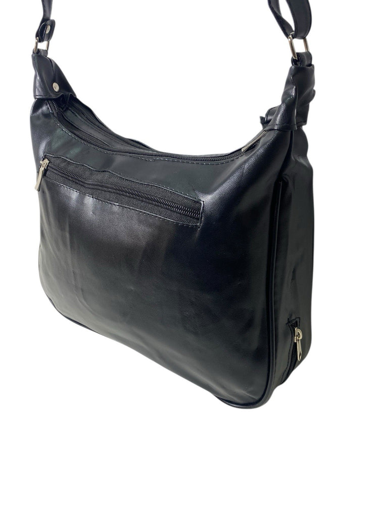 Ladies Womens Patchwork Leather Handbag Shoulder Cross Body Bag Multiple Zip