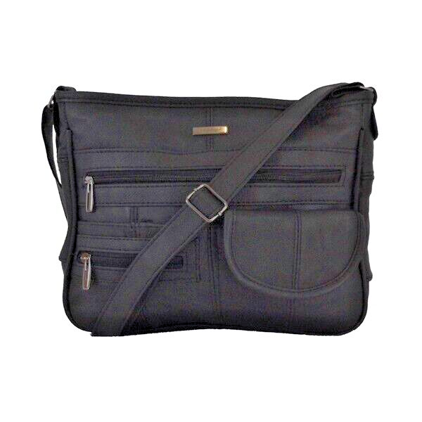 Lorenz Womens Real Leather Shoulder Bag Handbag With Organiser Black New