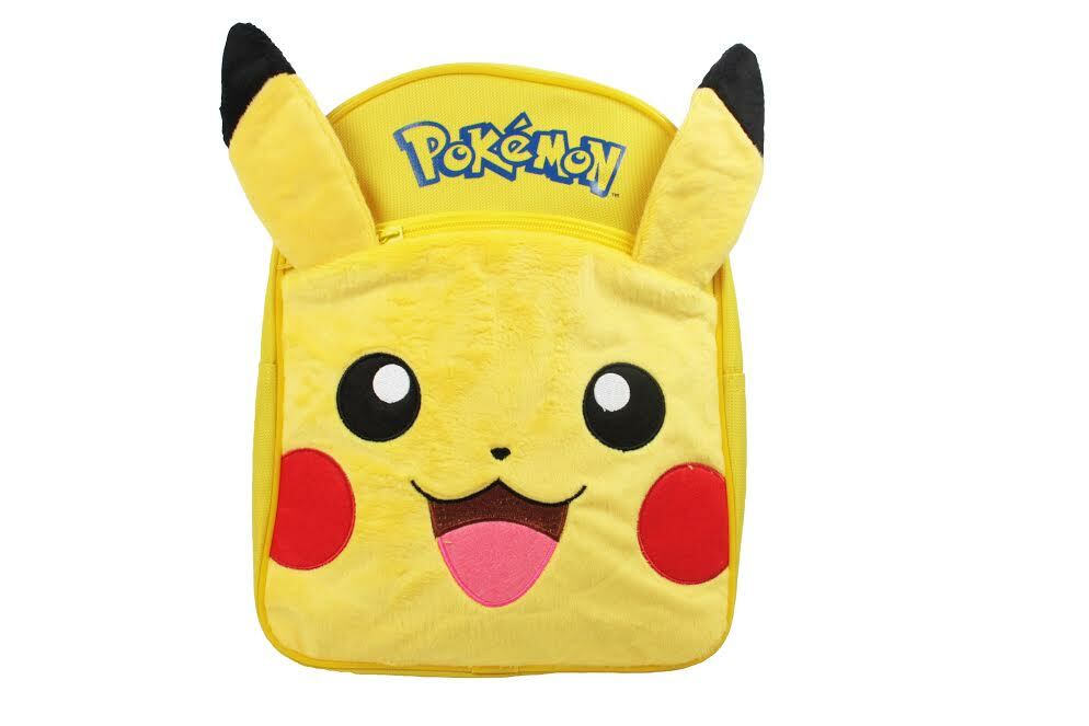 Official Pokemon Pikachu Plush 3D With Ears Front Pocket Backpack New 