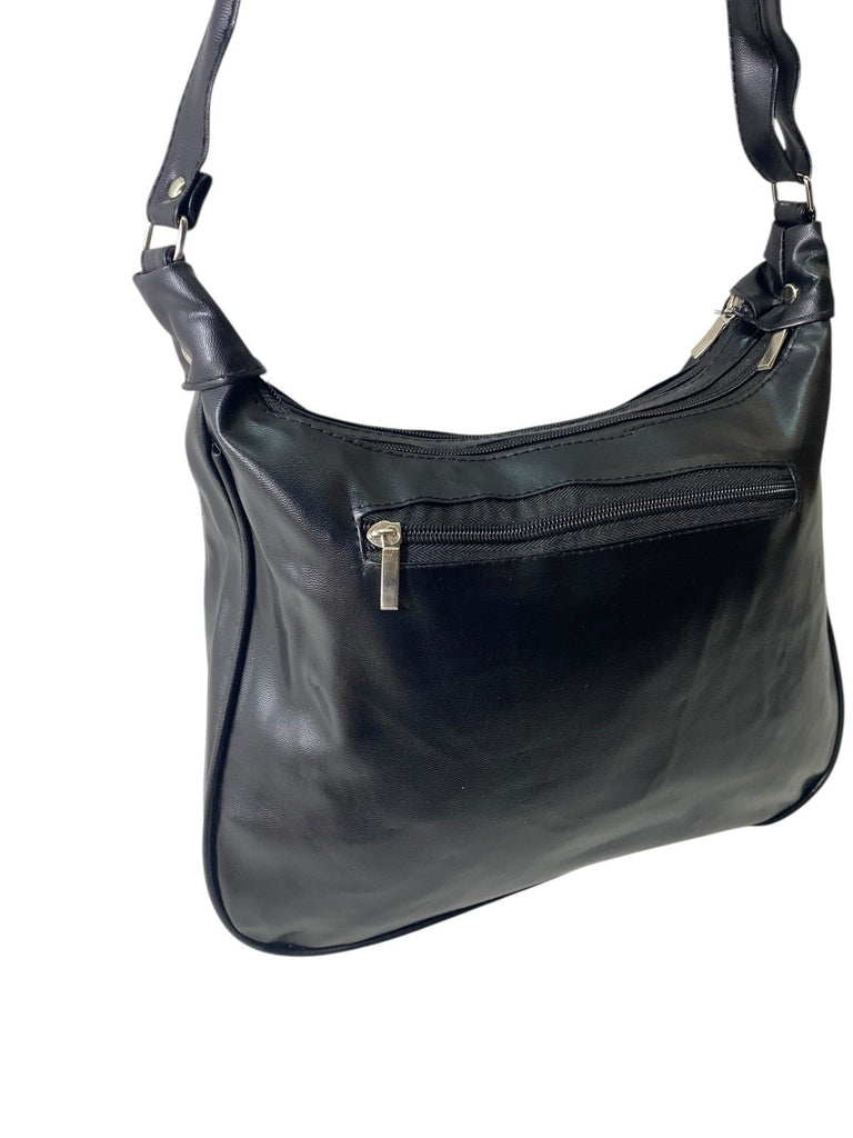 Ladies Womens Patchwork Leather Handbag Shoulder Cross Body Bag Multiple Zip