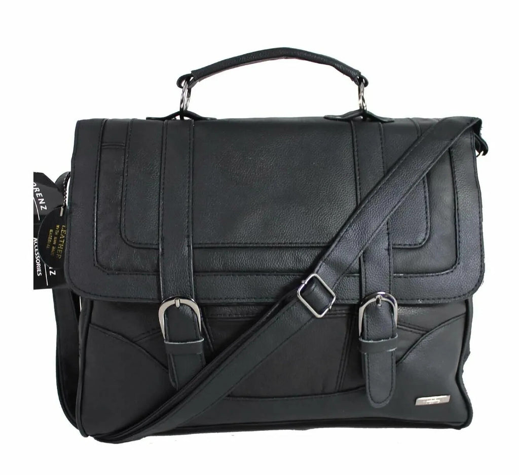Lorenz Cowhide Genuine Real Leather Briefcase Satchel Shoulder Office Handbag