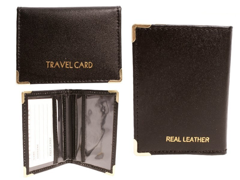 Unisex Leather Bus Pass Travel Oyster Rail Card ID Holder Wallet New