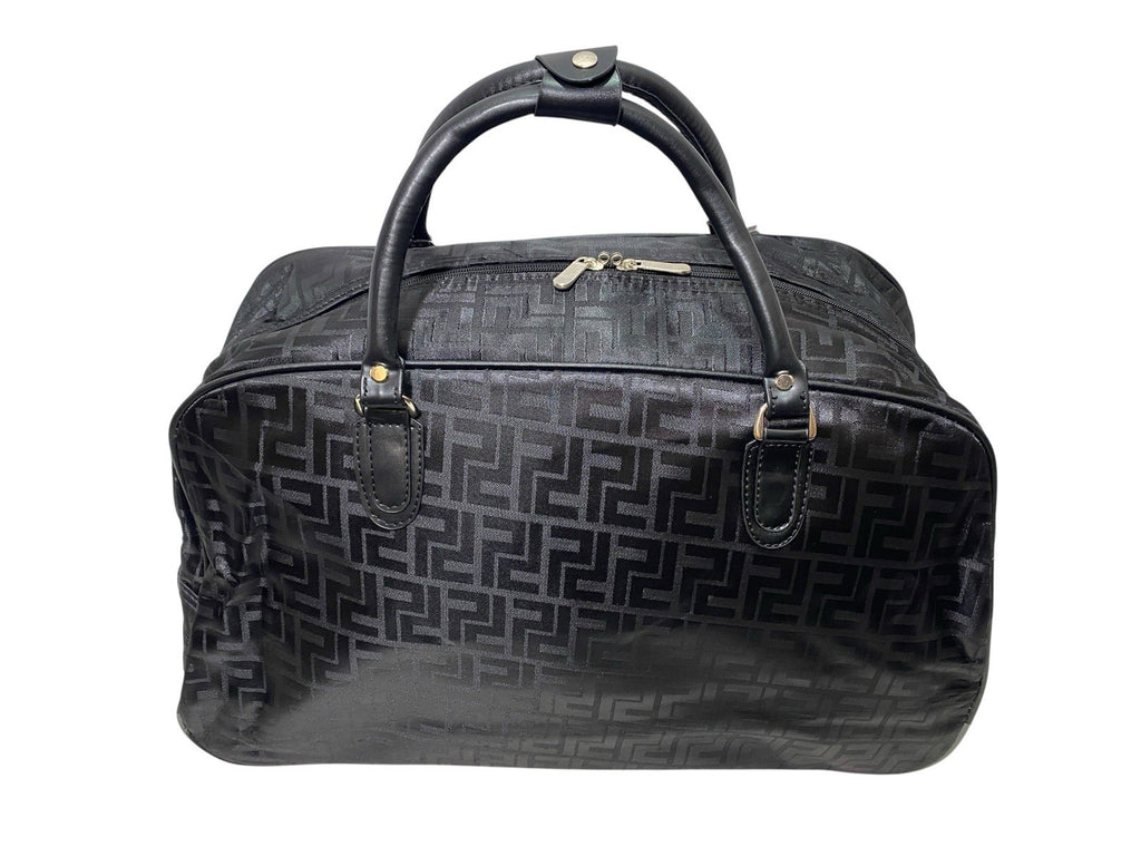 Unisex Black Frenzy Design Travel Holdall Wheeled Bag Fashion Hand Luggage New