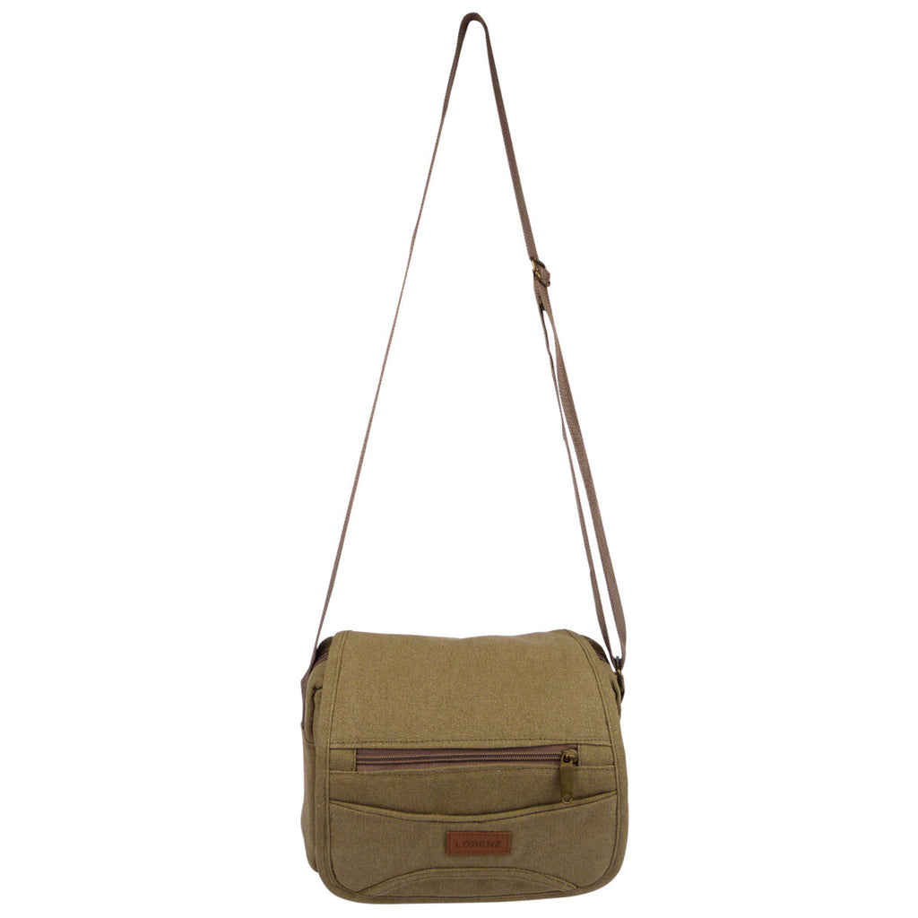 Lorenz Unisex Small Canvas Cross Body Travel Utility Bag Adjustable Strap