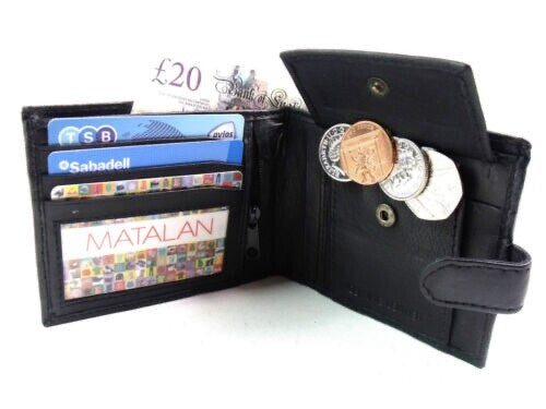 Mens Luxury Soft Bifold Leather Wallet Credit Card Holder Purse Black New