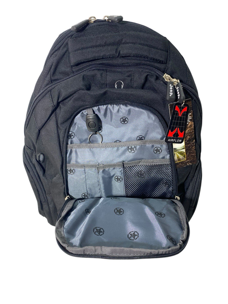 Jeep School College Laptop Work Travel Large Backpack Rucksack Bag (Black)