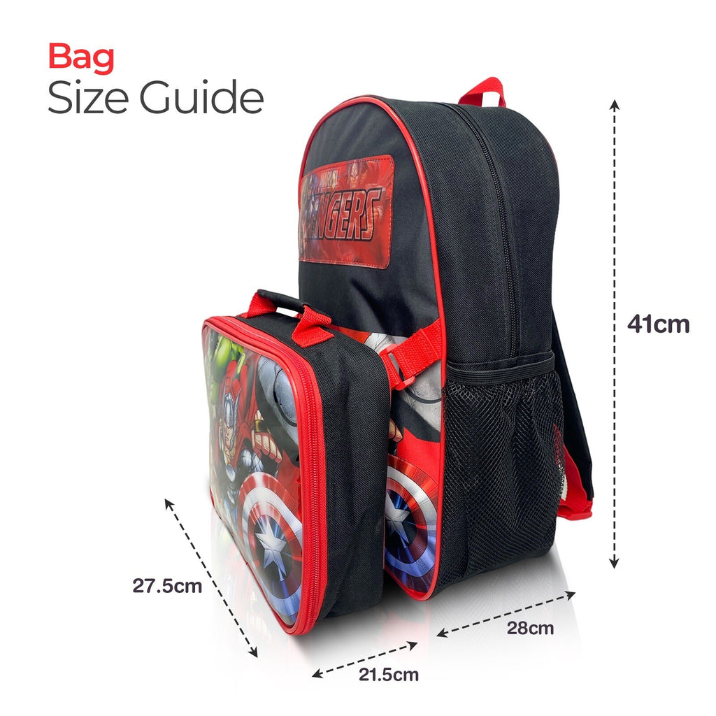 Avengers Backpack With Lunch Bag For Kids Marvel Matching 2 Piece School Bag Set