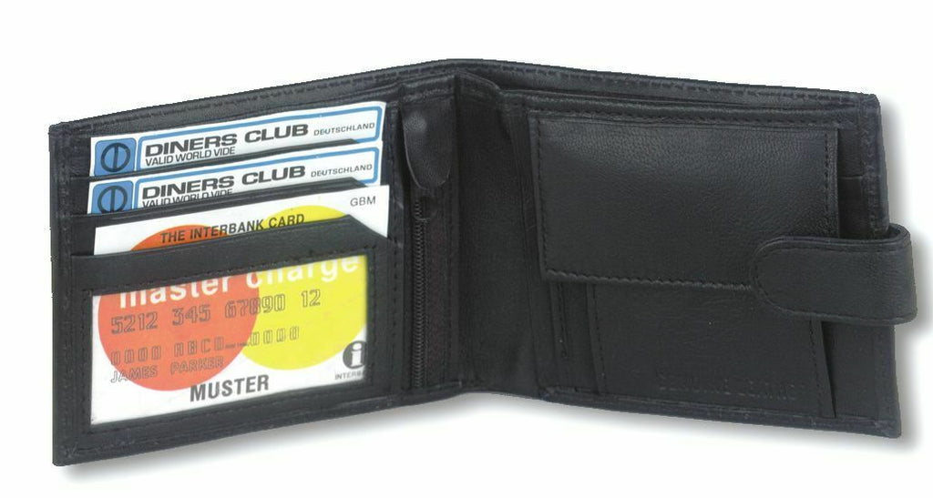 Mens Luxury Soft Bifold Leather Wallet Credit Card Holder Purse Black New