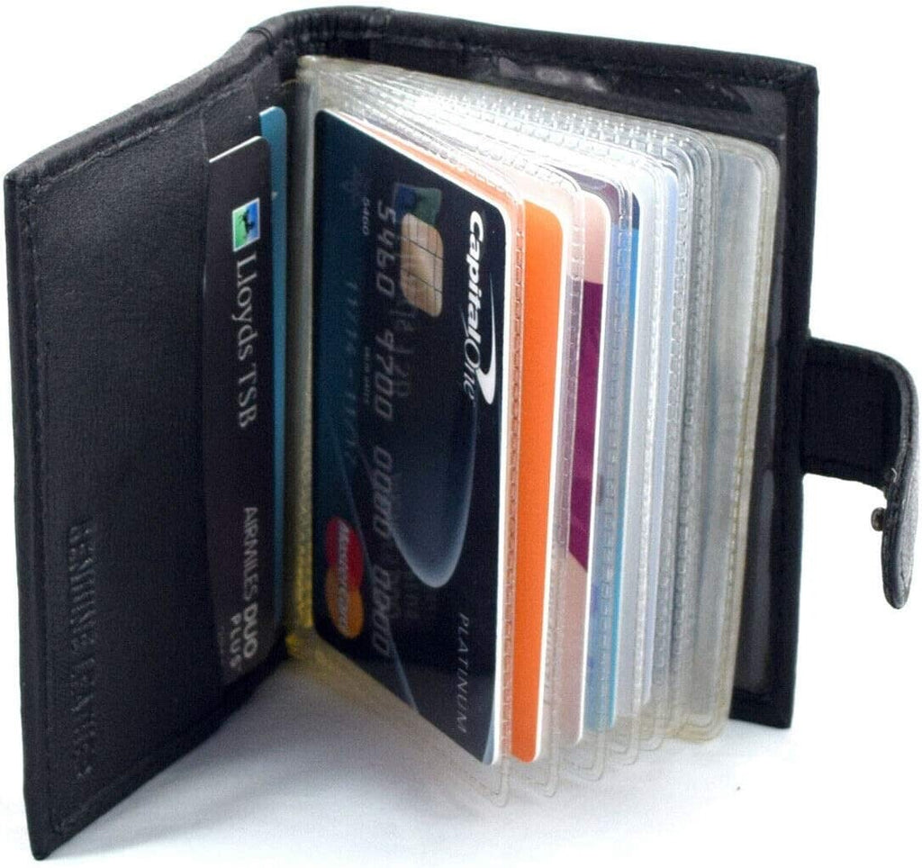 Sheep Nappa Leather RFID Protected Credit Card Case With Internal ID Window New
