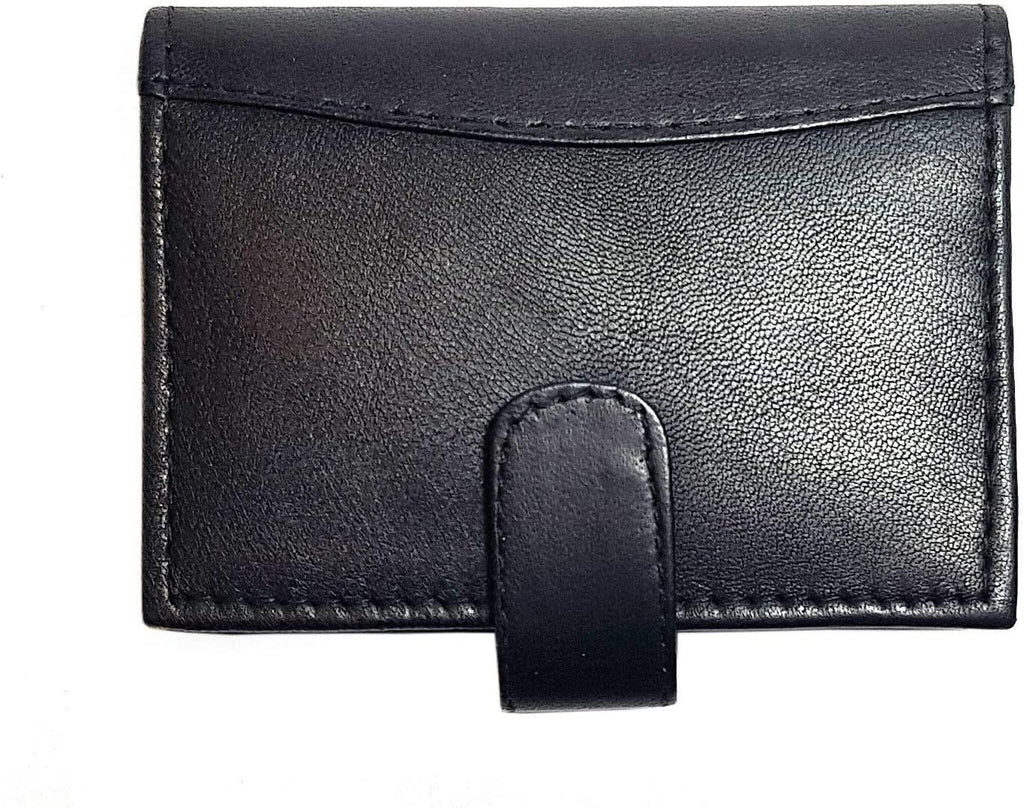 Sheep Nappa Leather RFID Protected Credit Card Case With Internal ID Window New