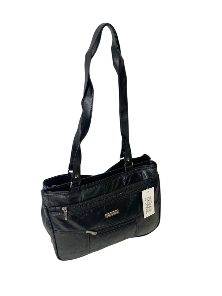 Ladies Womens Patchwork Leather Handbag Shoulder Bag Multiple Zipped New