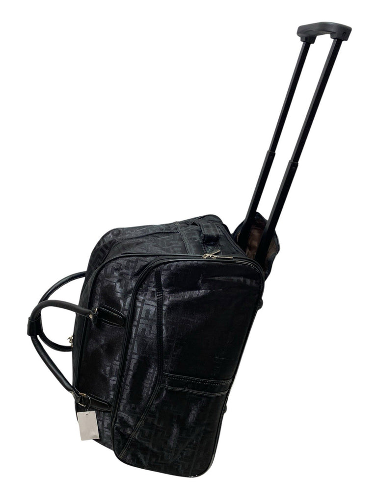 Unisex Black Frenzy Design Travel Holdall Wheeled Bag Fashion Hand Luggage New