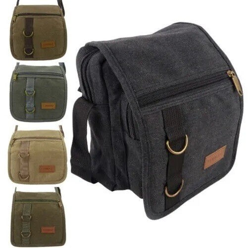 Lorenz Unisex Multi Purpose Small Canvas Cross Body Shoulder Travel Utility Bag