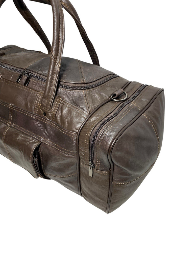 Lorenz Unisex Genuine Luxury Soft Leather Travel Weekend Gym Bag Holdall New