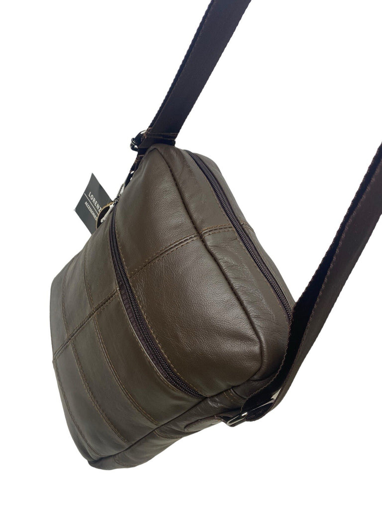 Lorenz Real Leather Unisex Casual Cross Body Bag Shoulder Bag Messenger Bag